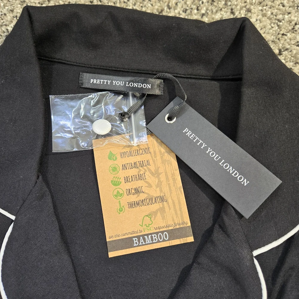 Pretty You London Sustainable Bamboo Pajama Set in Black Size US 4 & 6 NWT - Picture 6 of 15